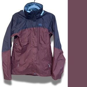 REI Co-op Women’s Rainier Rain Jacket Windbreaker, Small, Maroon Red Multicolor